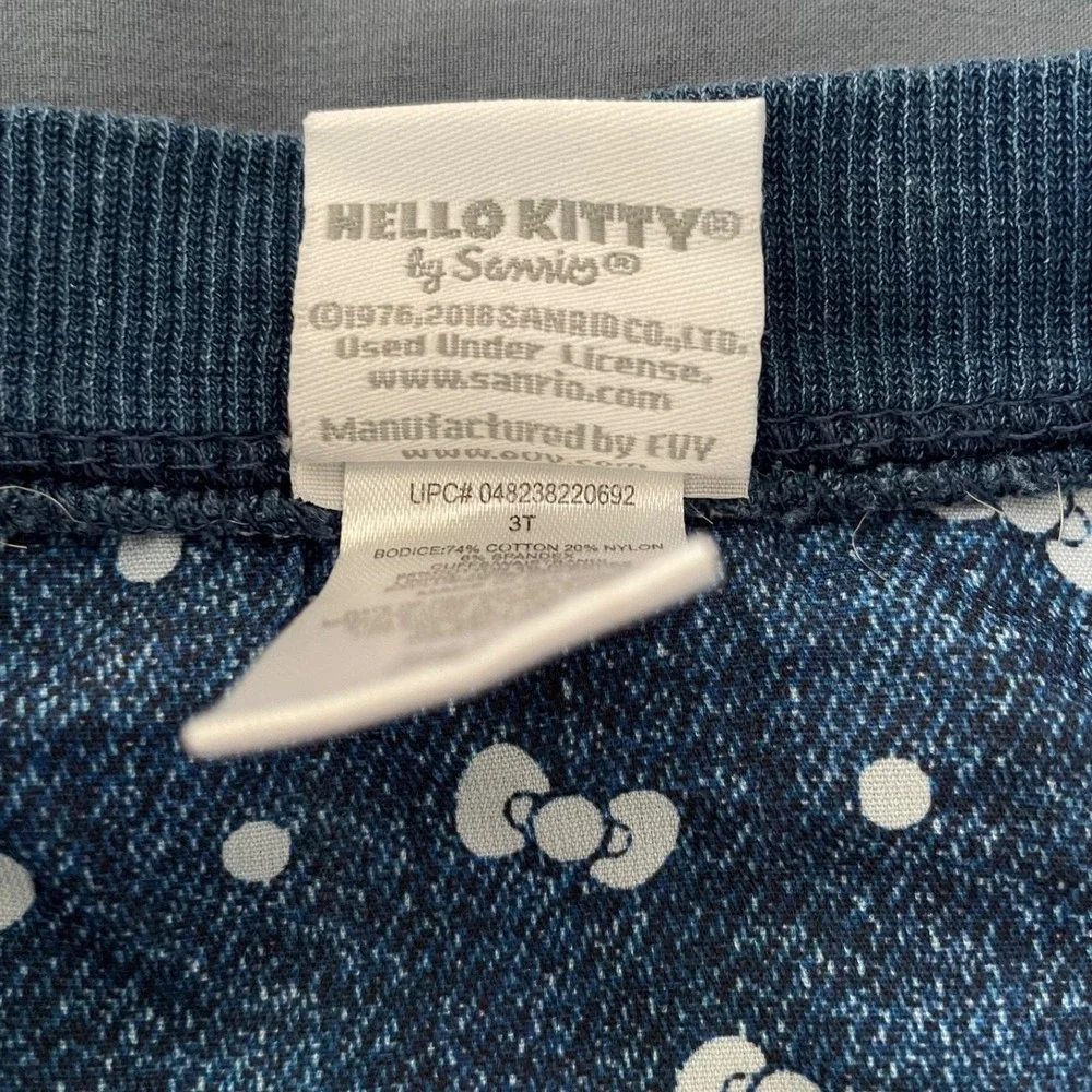 Hello Kitty Girls Light Blue Denim Jacket 3T Beanie Hat Cuteness Tote Bag